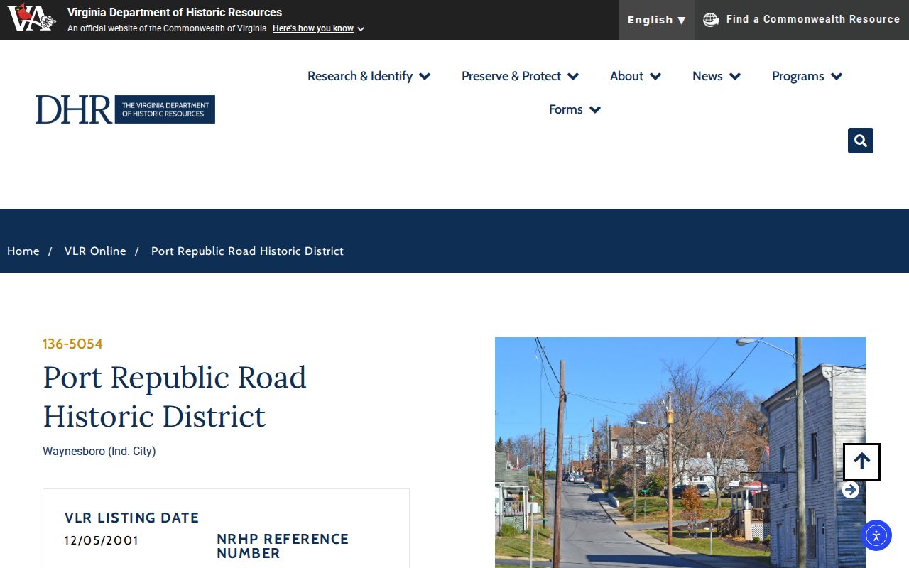 Waynesboro neighbors historic Port Republic Road district resource