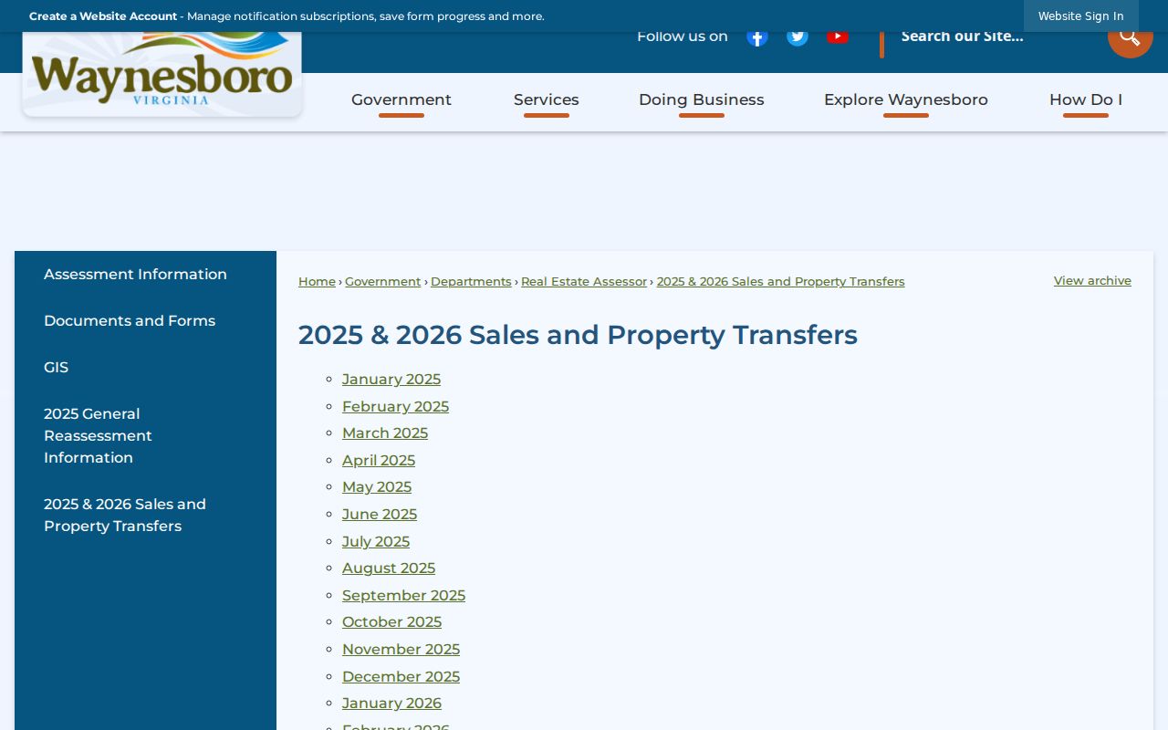 Waynesboro previous residents research view of the city's 2025 and 2026 sales and property transfer archive